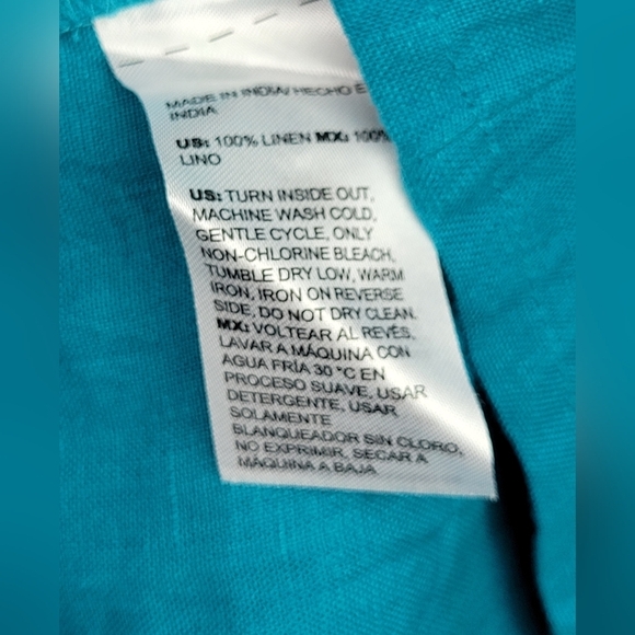 Chico's Women's Ecru 100% Linen Embellished Cap Sleeve Dress Sz 10 - Picture 15 of 15